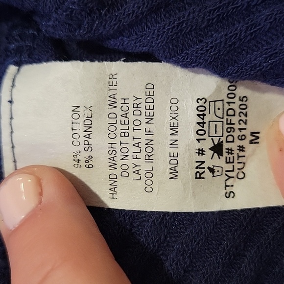 BLU PEPPER medium blue waffle knit cotton long sleeve dress - Picture 5 of 5